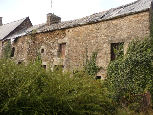 Brittany North West of Dinan, stone house to be restored for sale in France.