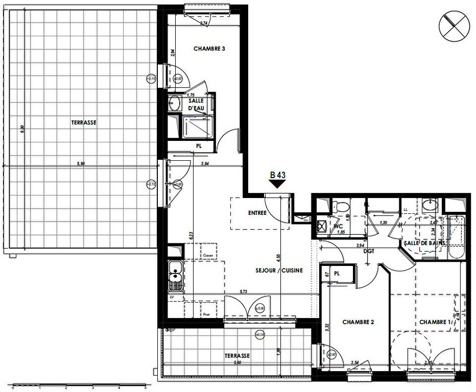 RENNES Nord-Saint-Martin - Appartement T4 de 76.23m² avec 60m² de terrasses ! RENNES Nord-Saint-Martin - Appartement T4 de 76.23m² avec 60m² de terrasses !