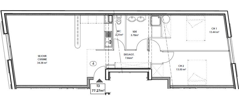 BACALAN APT T3 VEFA 77M� GARAGE
